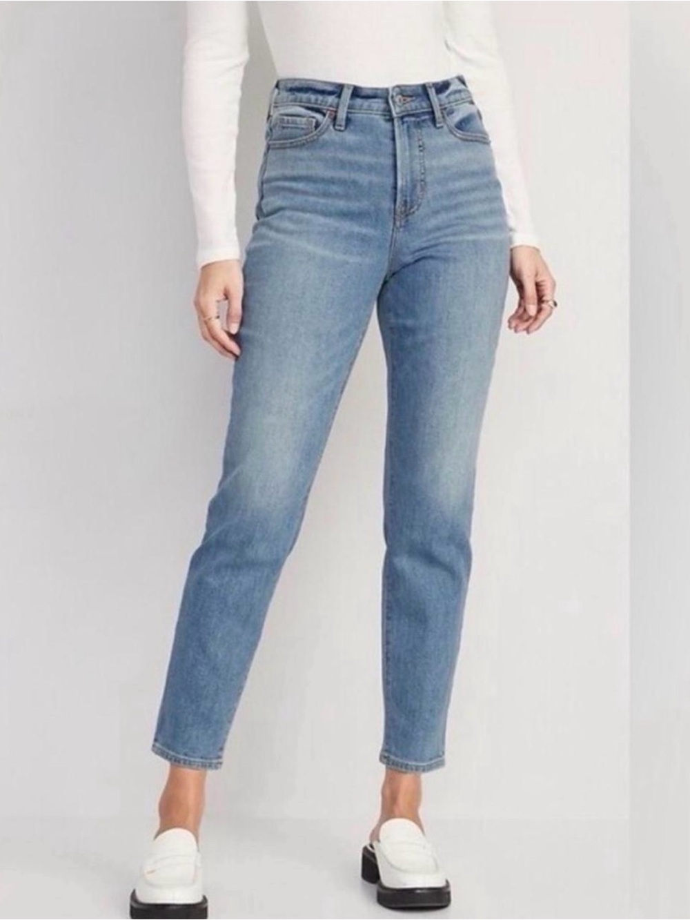 Old Navy High-Rise OG Straight Built in Warm Stretch Blue Jeans Size 10